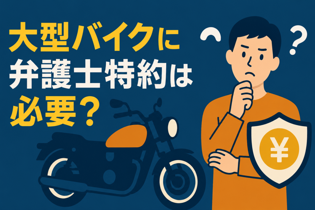大型バイクを買ったら見直すべき特約。弁護士費用特約は本当にお得？